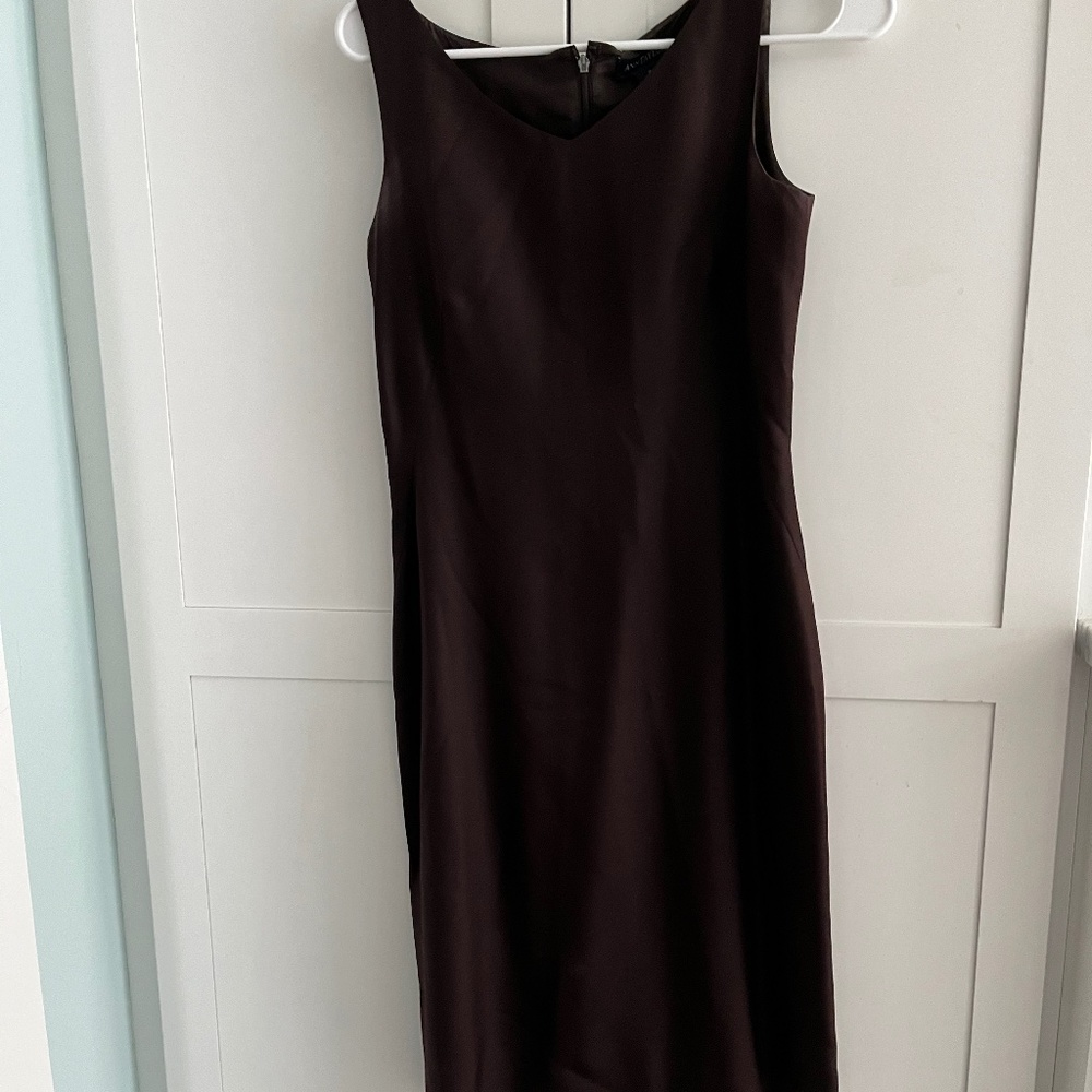 Ann Taylor Chocolate Brown Silk Sheath Dress